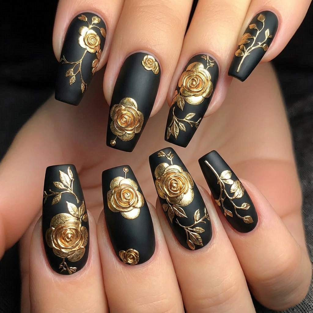 Nail Art Press On - 3D nepnagels voor dames meisjes gouden