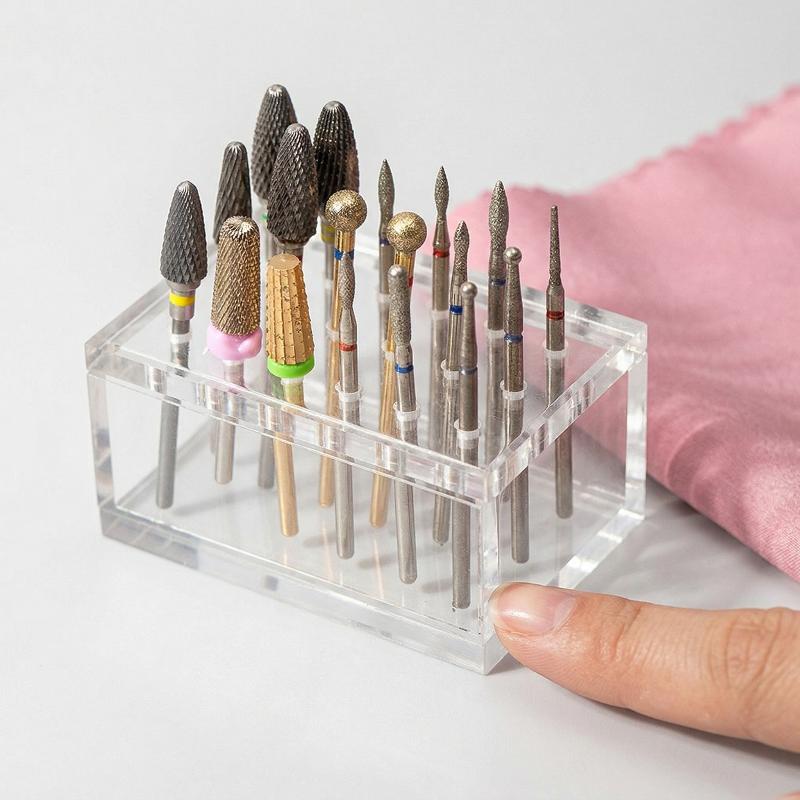 Nail Drill Machine - 18-gaats acryl houten houder voor nagelboorbits,