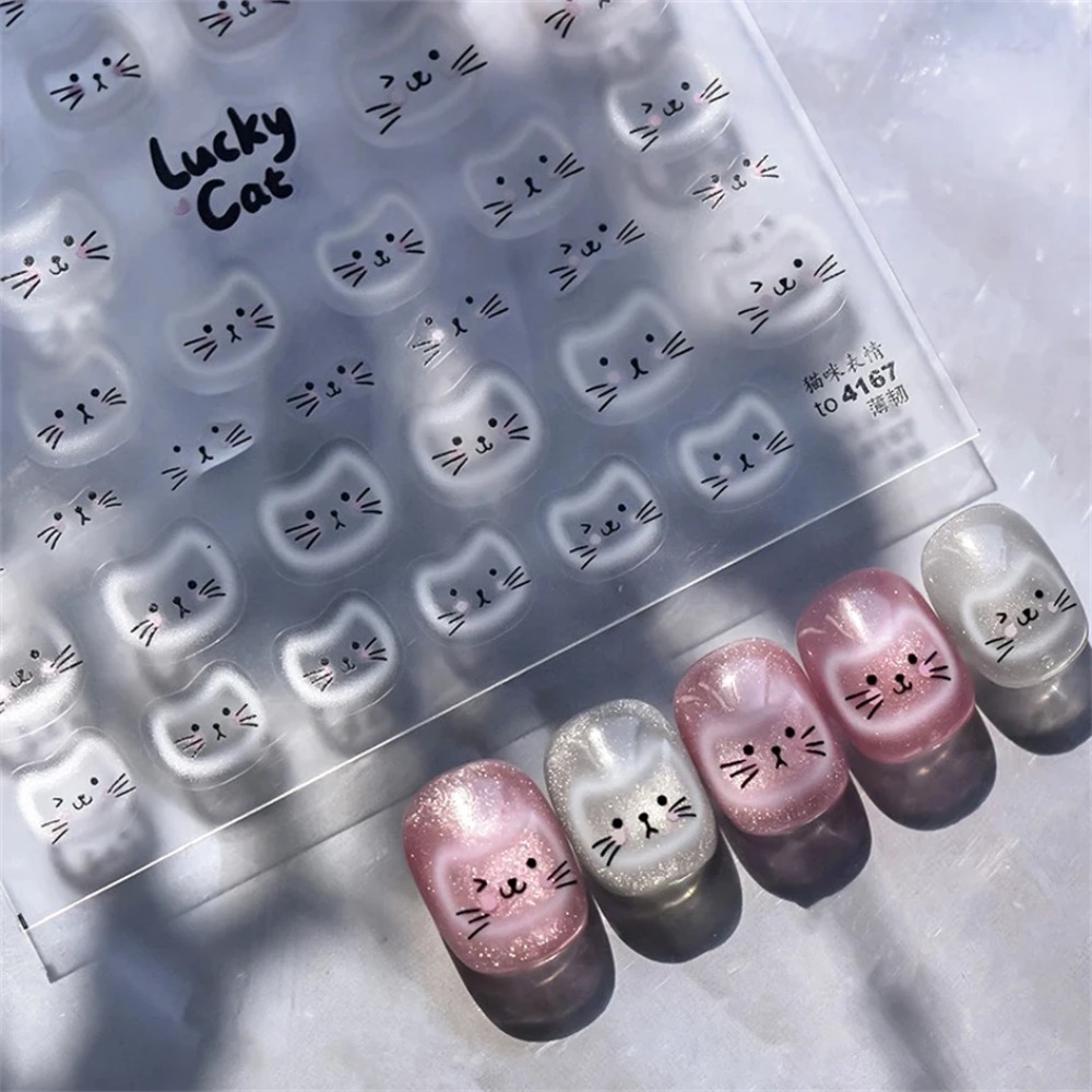 Nail Art Orange - Witte Halo Verfkleuring Kattengezicht Mok Zwart