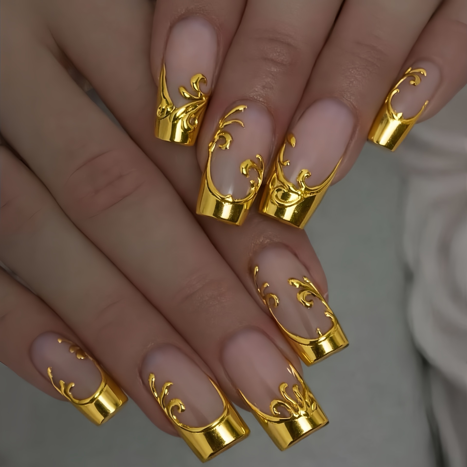Nail Art Press On - Middellange kunstnagels voor vrouwen, vierkante vorm,