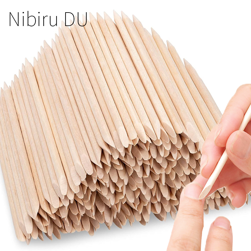 Nail Art Orange - 100/50 Stuks Oranje Houten Nagel Sticks