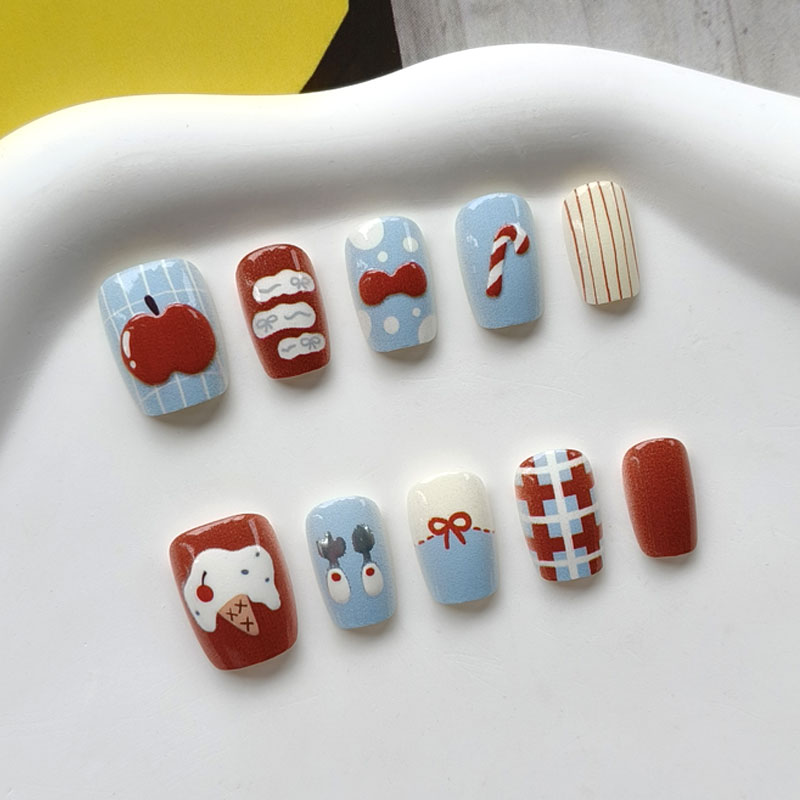 10 stuks 3D-appelkorte stijl o - Nail Art Press On recensie en prijs