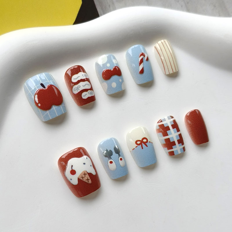10 stuks 3D-appelkorte stijl o - Nail Art Press On recensie en prijs