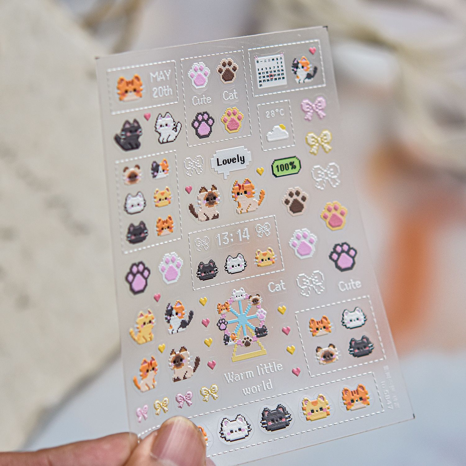Cartoon Pixel Bead Cat Nagelst - Nail Art Orange recensie en prijs